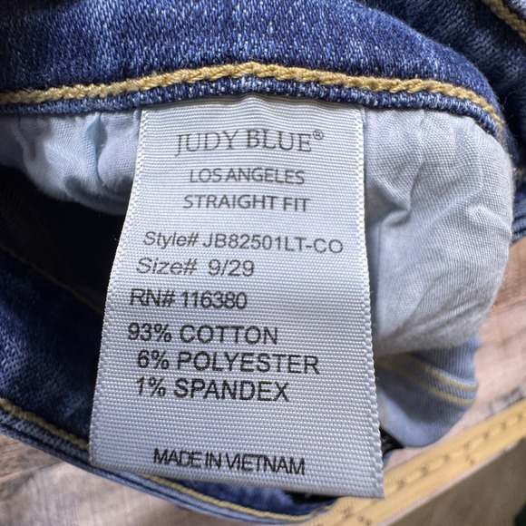 Judy Blue Women's Straight Fit Jeans Medium Wash 9/29 Distressed Back Pockets - Picture 5 of 9